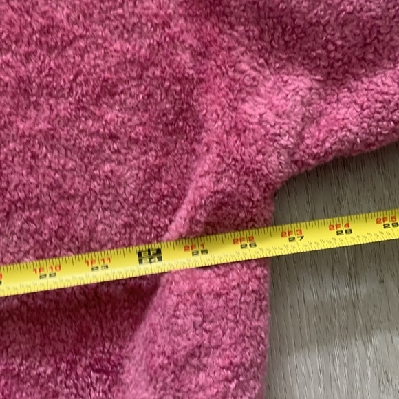 Free People Pink/Gray Fuzzy Oversized Color block Hoodie Lagenlook Sweater Sz S - Picture 10 of 12